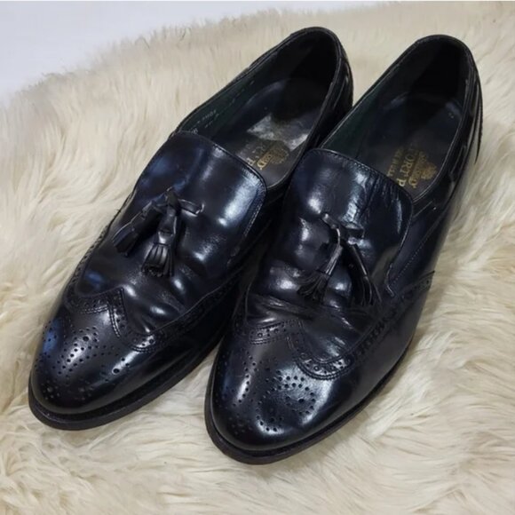 Stafford Loafers Black Leather Tassel Wingtip Brogue Comfort Plus Shoes - Picture 1 of 10